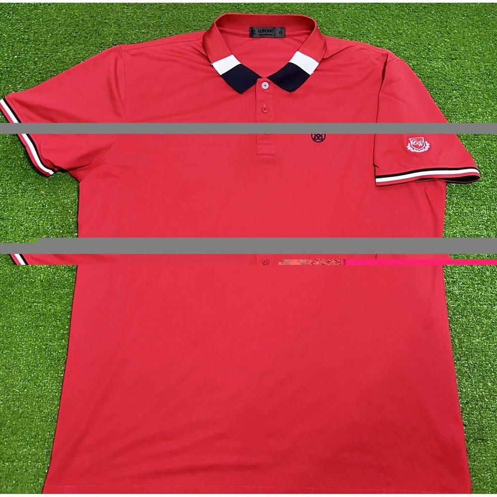 G/FORE Men's G/Tab Essential Tech Jersey Banded Sleeve Polo Birdie‎ XL Red EUC